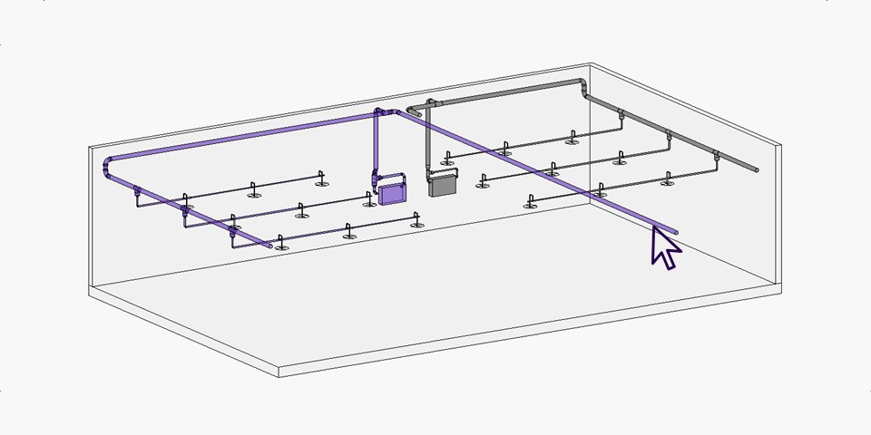 Select a duct/pipe network downstream