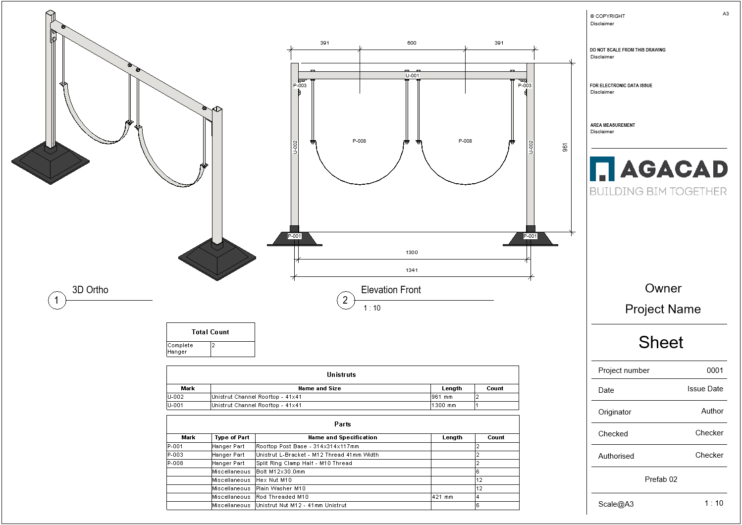 technical drawing of hanger