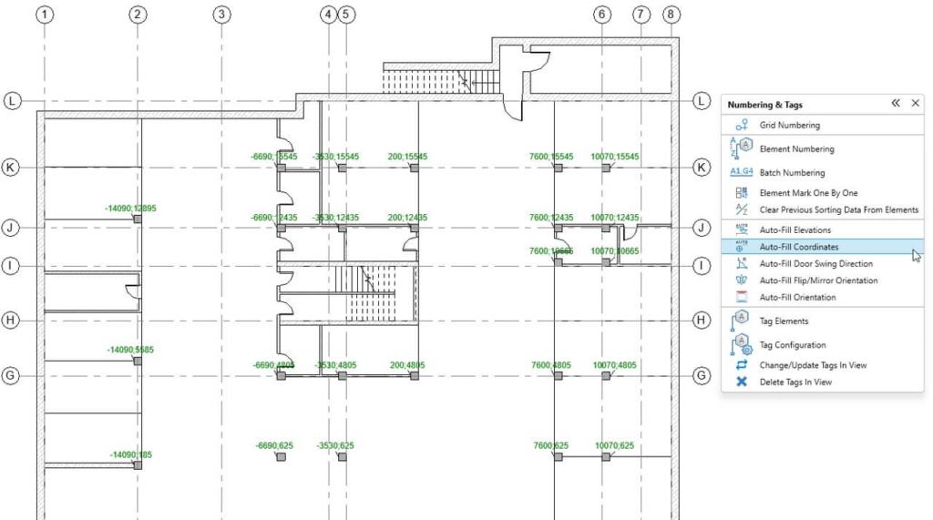 Automatically calculate and fill-in Revit element coordinates
