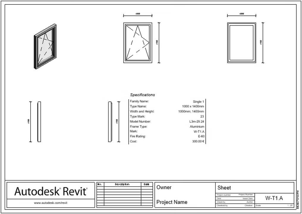Element views on Revit sheet