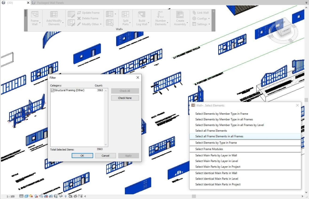 various commands to select framing elements