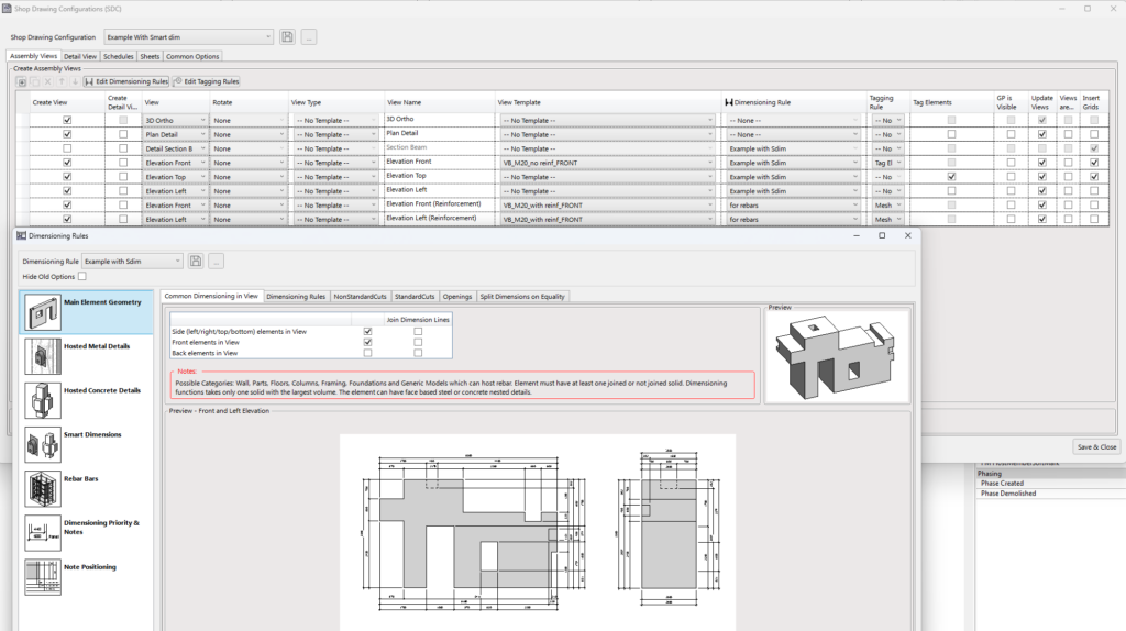 shop drawing configurations