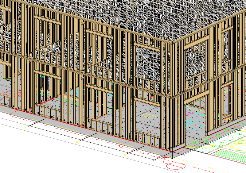 timber-steel framed wall and floor in Revit