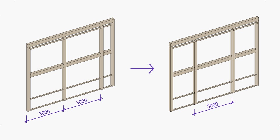 Modify the frame of a selected wall, floor or roof via custom settings