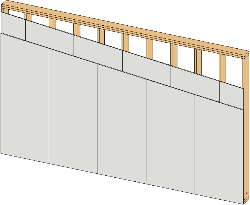 Overlapping paneling can easily be added on a wall frame in Revit.